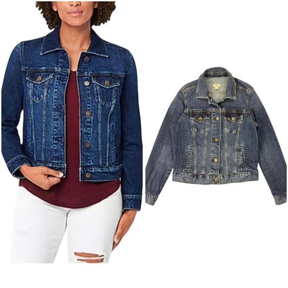 A.N.A Women’s Blue Denim Jean Jacket Size Small Stretch Classic Button Up - Picture 2 of 15